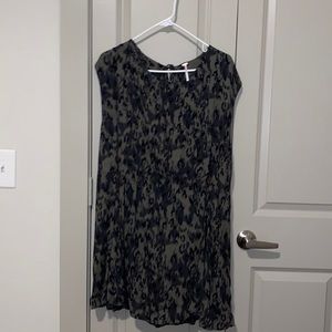Free People Army Green Leopard Print Mini Dress